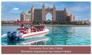 Couple on romantic boat ride Dubai Marina